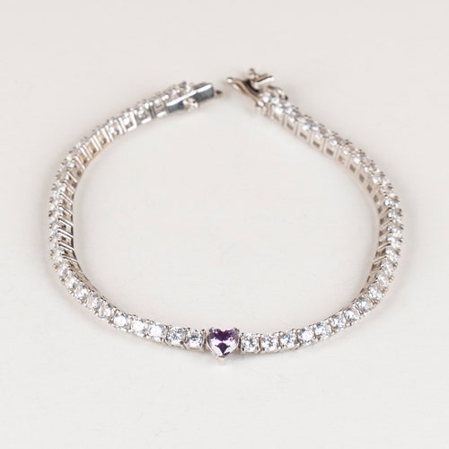 Water Way Design Silver Women's Bracelet, 925 Sterling Zircon Stone Silver Bracelet, Silver shops Tennis Bracelet, Gift for Wife, Gift for Mom