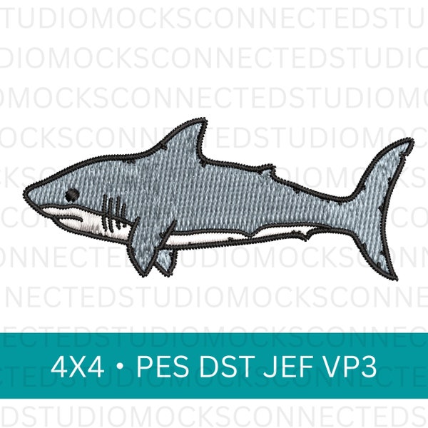 White Shark Embroidery File 2 inch 4x4 | Save The Sharks PES DST JEF VP3 File | Trendy Embroidery Machine File | Instant Digital Download