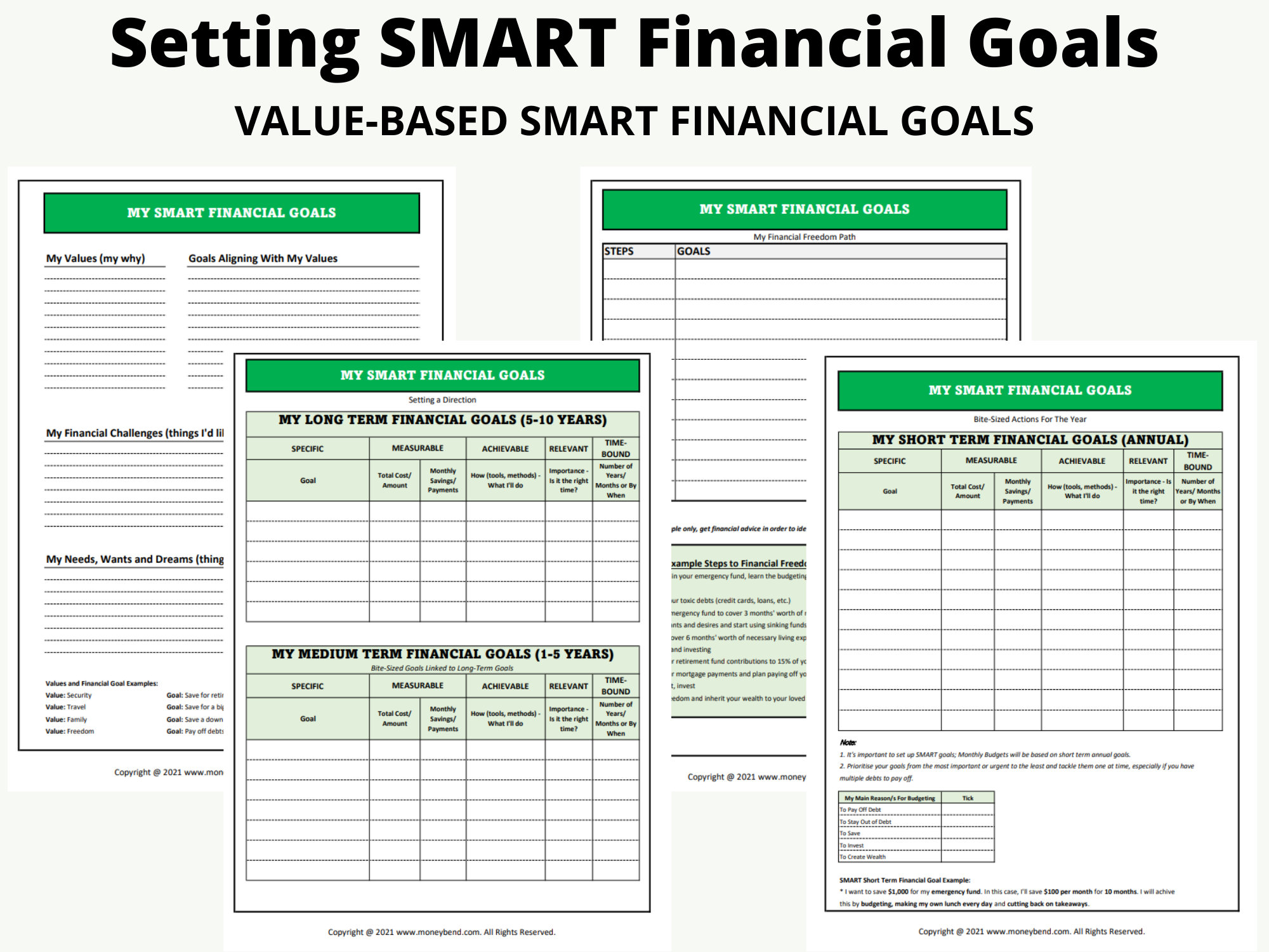 Printable SMART Financial Goal Templates Financial Goals - Etsy