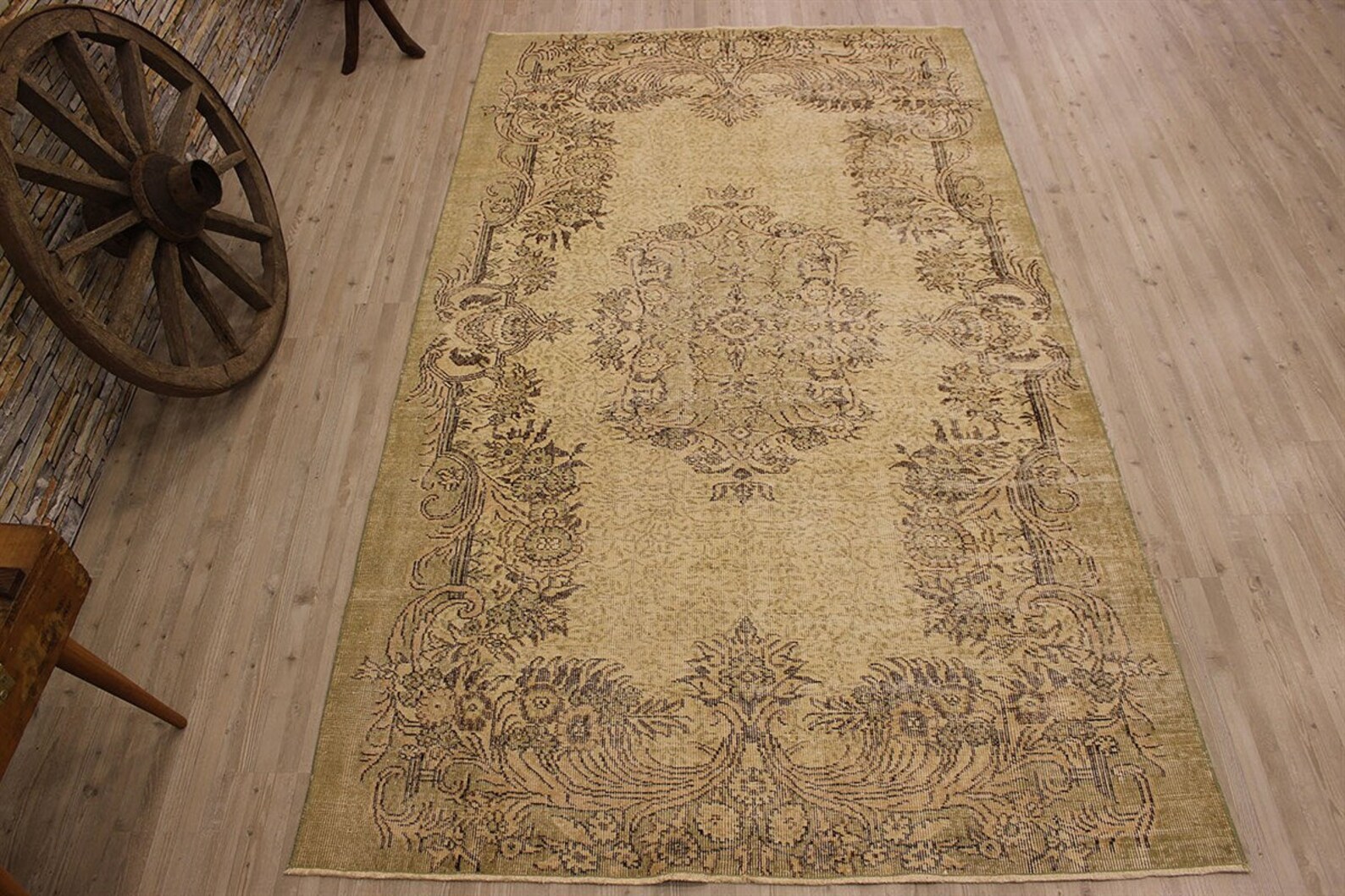Large Rug Antique Vintage Rug Beige Rug Yellow Rug Etsy