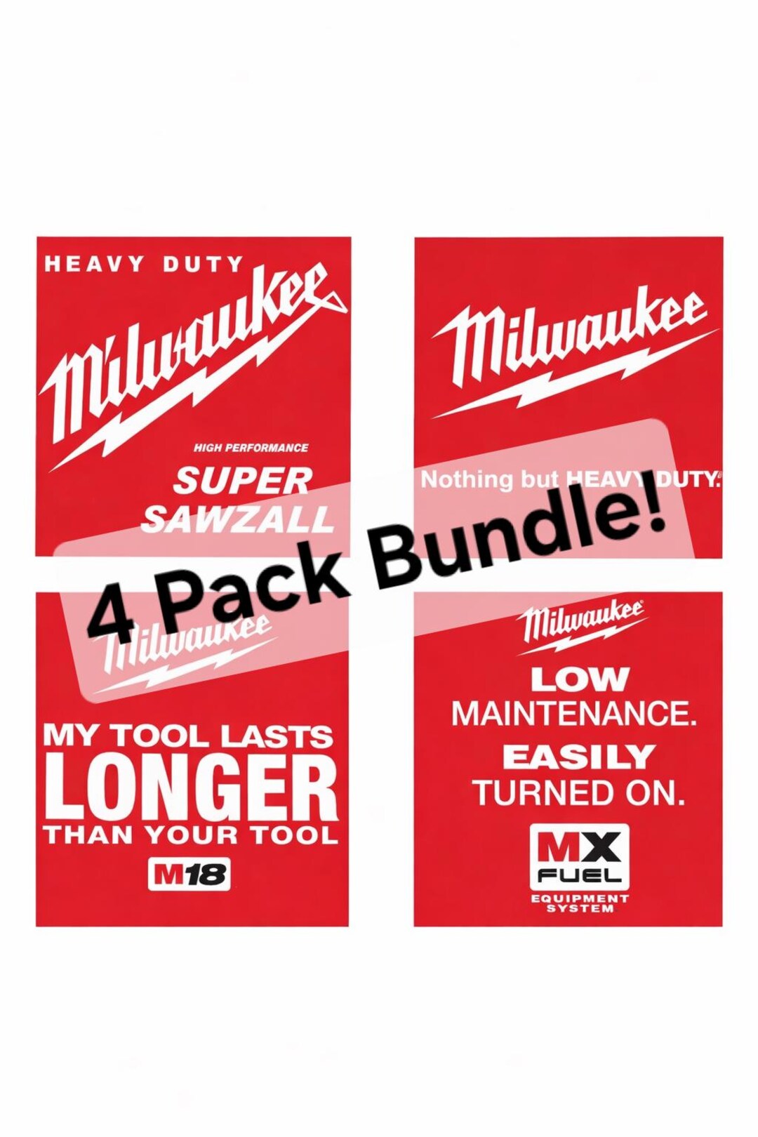 Milwaukee Sticker Set Milwaukee Tool Sticker Pack (4) – Tough Vinyl Decals for Toolbox, Hard ...