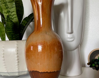 Royal Haeger Brown Glazed Ceramic Vase 12" Mid Century Modern Vintage