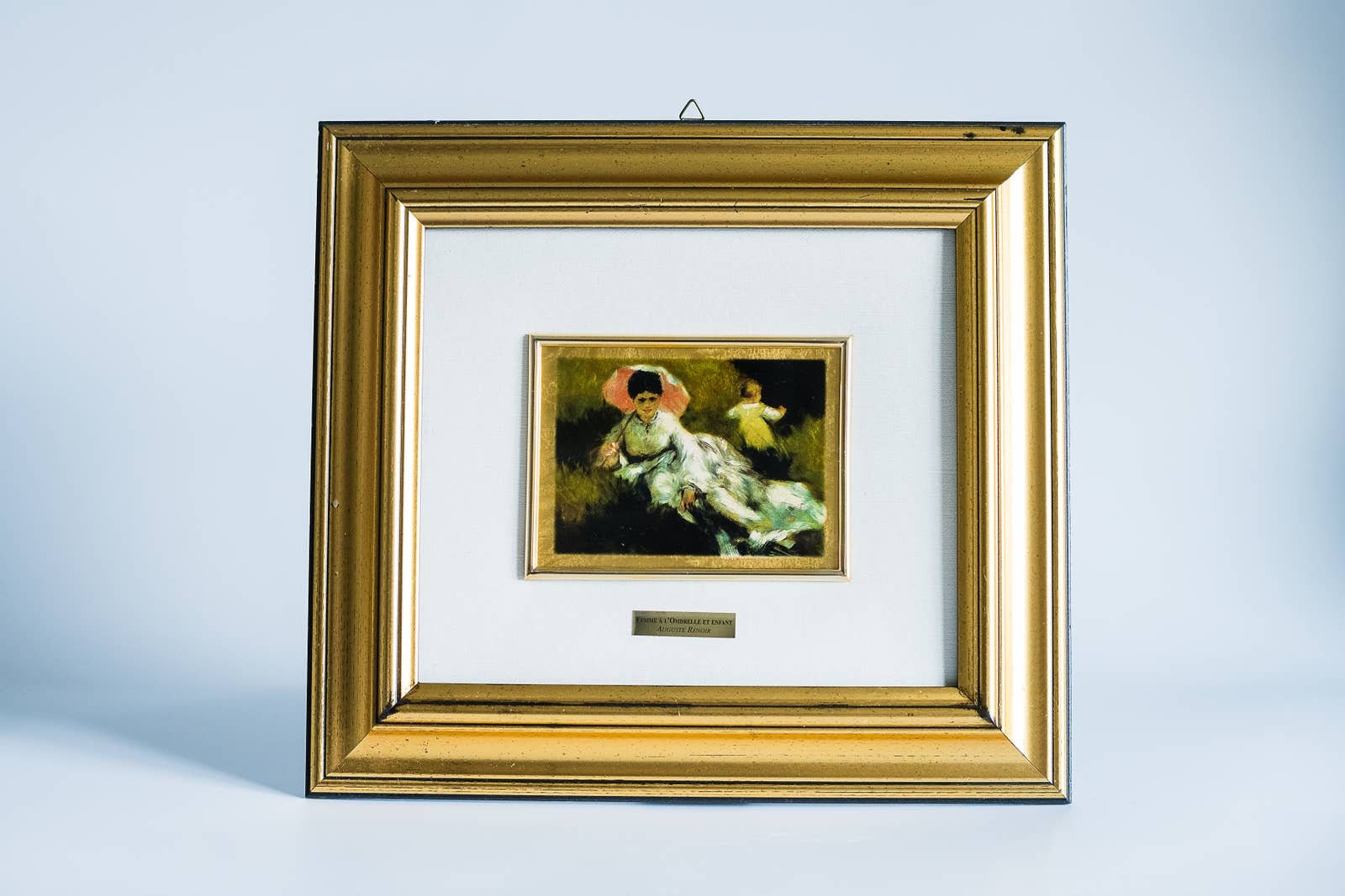 Preowned Auguste Renoir Femme A L'Ombrelle Et Enfant Reproduced on 23k Gold Leaf
