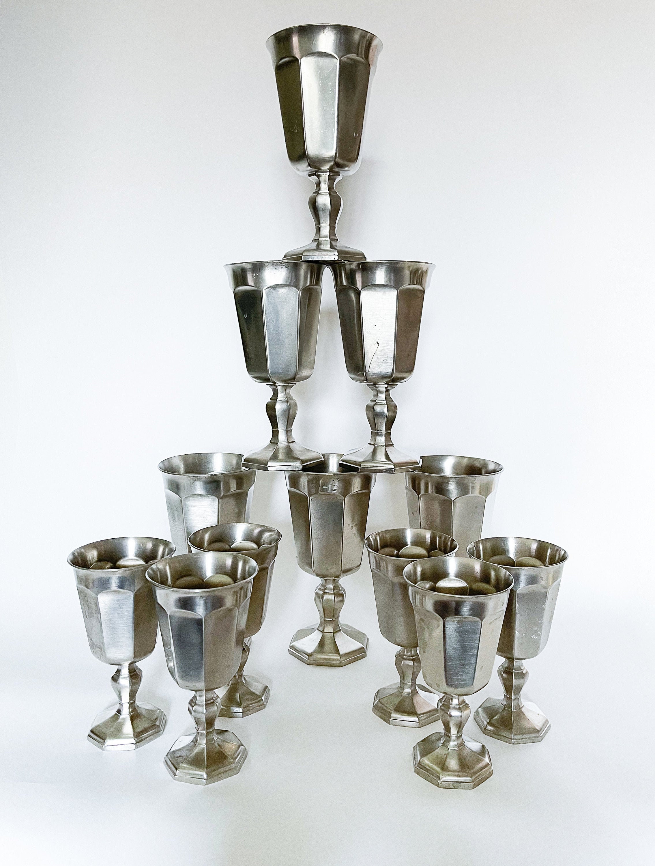 Pewter Goblet Set for sale Only 3 left at 65