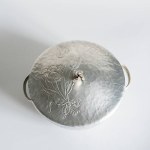 Vintage 1950s Rodney Kent Hammered Aluminum Server Tulip Retro 461