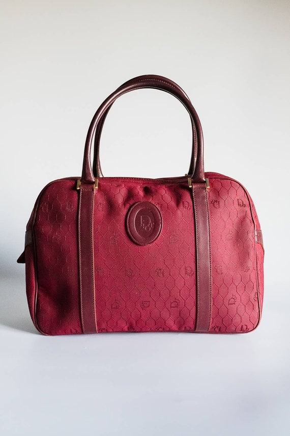 Vintage Authentic Dior Canvas and Leather Honeycomb Bordeaux 
