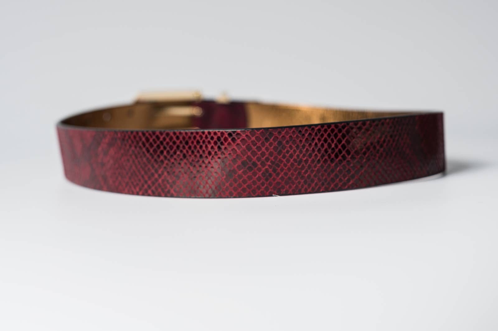 Preowned Michael Kors Red Black Leather Snakeskin Print Belt  display picture 1