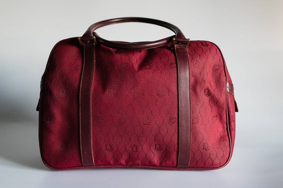 Vintage Authentic Dior Canvas and Leather Honeycomb Bordeaux 