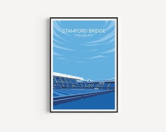 Chelsea, Stamford Bridge, retro art design print poster