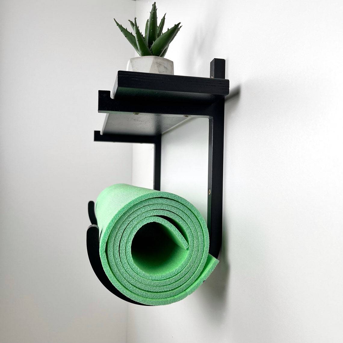 Black Yoga Mat Shelf Home Gym Storage Yoga Mat Wall Holder Etsy