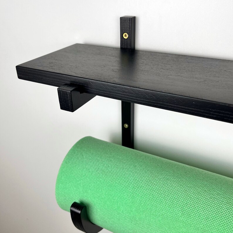 Black Yoga Mat Shelf Home Gym Storage Yoga Mat Wall Holder Etsy