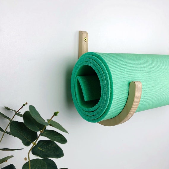 Wood Yoga Mat Holder Wall Mount Yoga Mat Hook Foam Roller Etsy