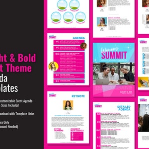 Bright and Bold Event Agenda Templates | Agenda Template for Conferences, Meetings, Events | Premade Canva Agenda Template