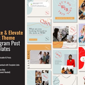 Create & Elevate Instagram Event Promo Post Templates | Instagram Template for Conferences, Meetings, Events | Premade Canva IG Template