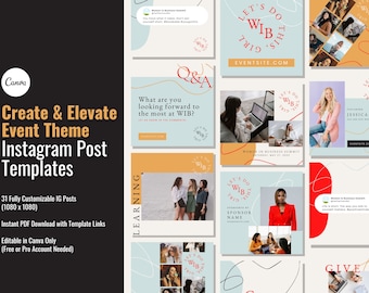 Create & Elevate Instagram Event Promo Post Templates | Instagram Template for Conferences, Meetings, Events | Premade Canva IG Template