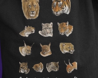 Cool Cats of the Serengeti.  Lions.  Tigers.  Cheetahs.  Jaguars.  African cats.  Kids Softstyle Tee