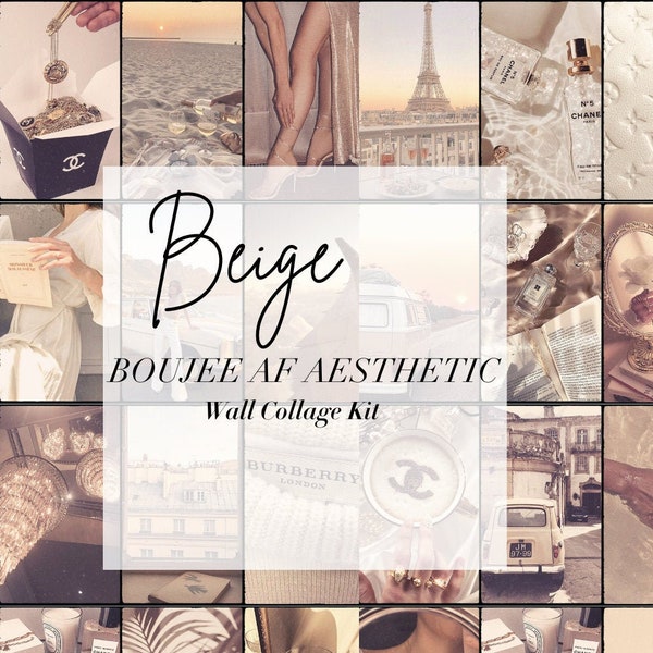 Beige Boujee AF Aesthetic Wall Collage Kit | 280 pcs (Digital Download)