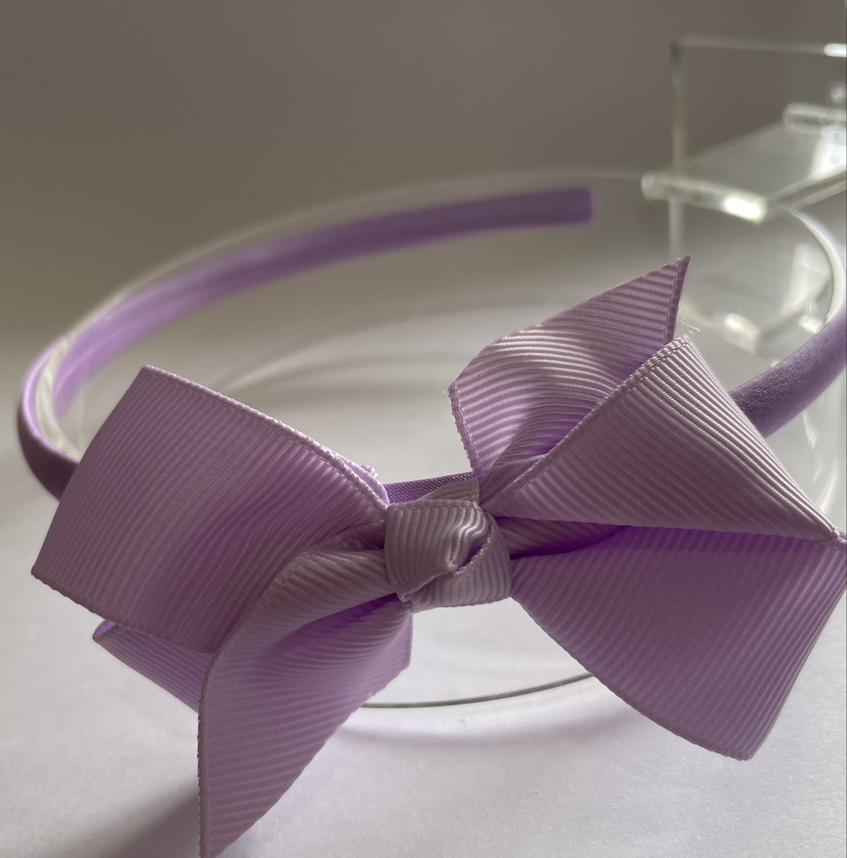 Girls Satin Covered Alice band with a Grosgrain Bow pink Etsy