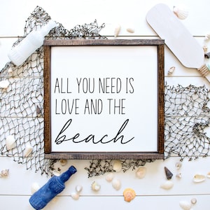 All You Need Is Love and the Beach Wood Sign, Coastal Farmhouse Decor, Hand Painted Sign, Gifts for friends and family, Beach Themed Decor
