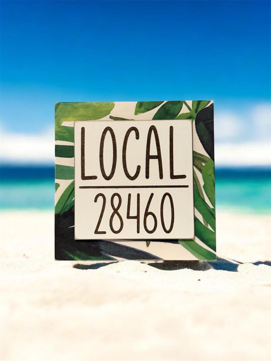 Custom Wood Zip Code Sign, Laser Engraved Beach Decor Block - Etsy