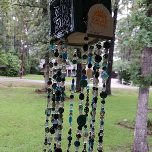 Multicolor Beaded Wind Chime, Bell Chime and Ceramic Hanging Solar Light Bohemian Decor Indoor - Outdoor Garden Decor