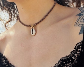 Gargantilla de macramé de collar de conchas con piedras preciosas - collar personalizado - collar de conchas de verano boho