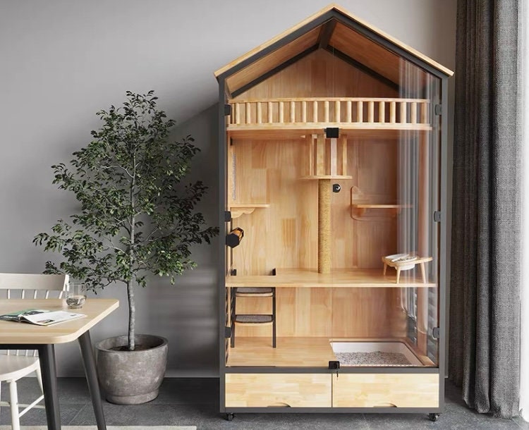 Modern Wooden Cat House Luxury Condo for Indoor with Acrylic Etsy