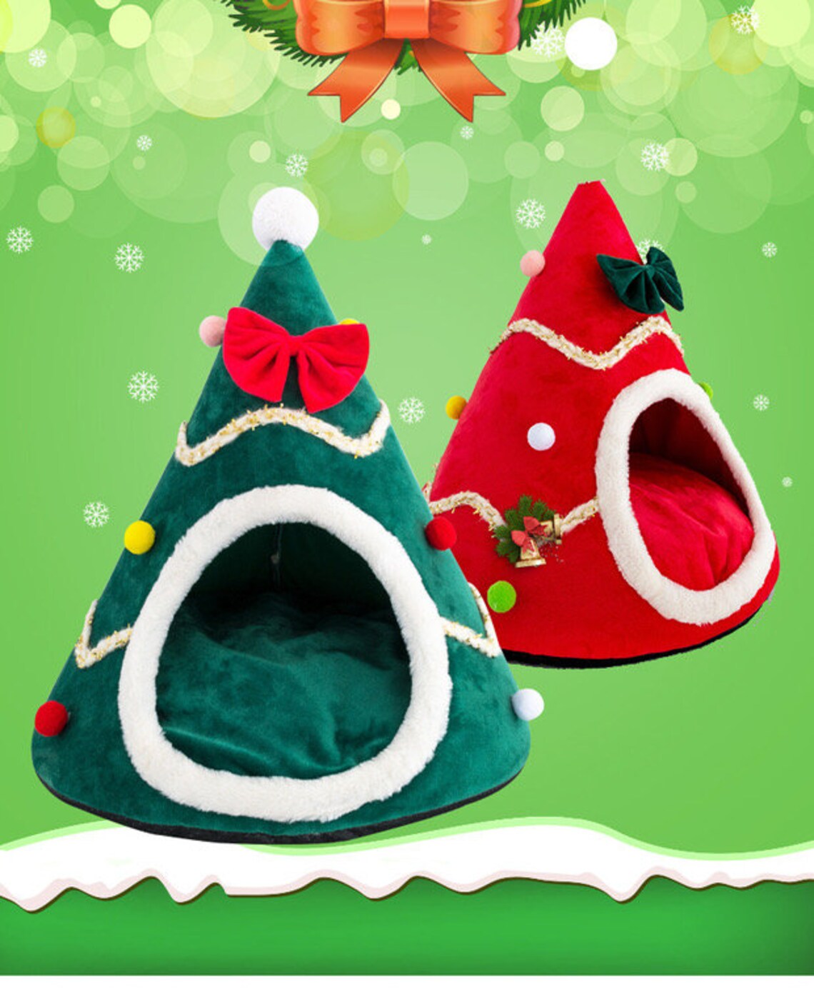 Christmas Cute pet bed Cat bed winter keep warm Cat Etsy