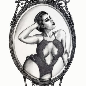 Gorgeous Model Vintage Mirror Poster Print