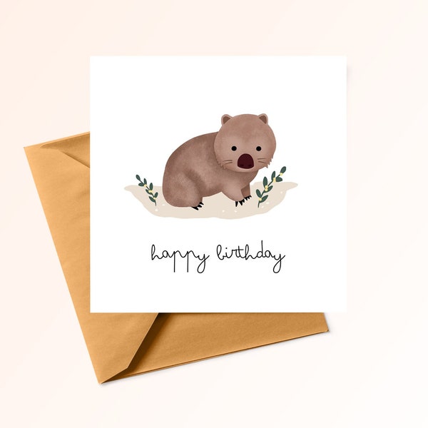 WOMBAT Birthday Card | Printable Digital Greetings Happy Birthday Card | Instant download