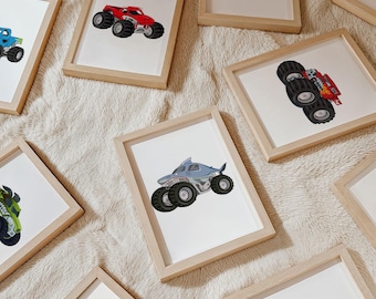 Monster Truck Print Set of 8: Boy Bedroom Decor (Digital Download)