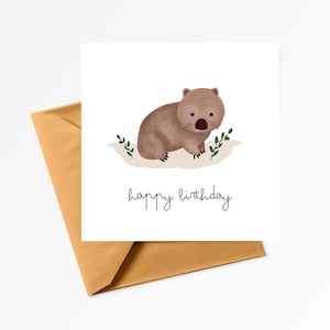 WOMBAT Geburtstagskarte | Druckbare digitale Grüße alles Gute zum Geburtstag Karte | Sofortiger Download