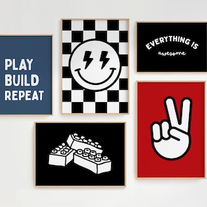 Building Blocks Prints: Classic Boy Bedroom Decor, Set of 5 (Digital Download)