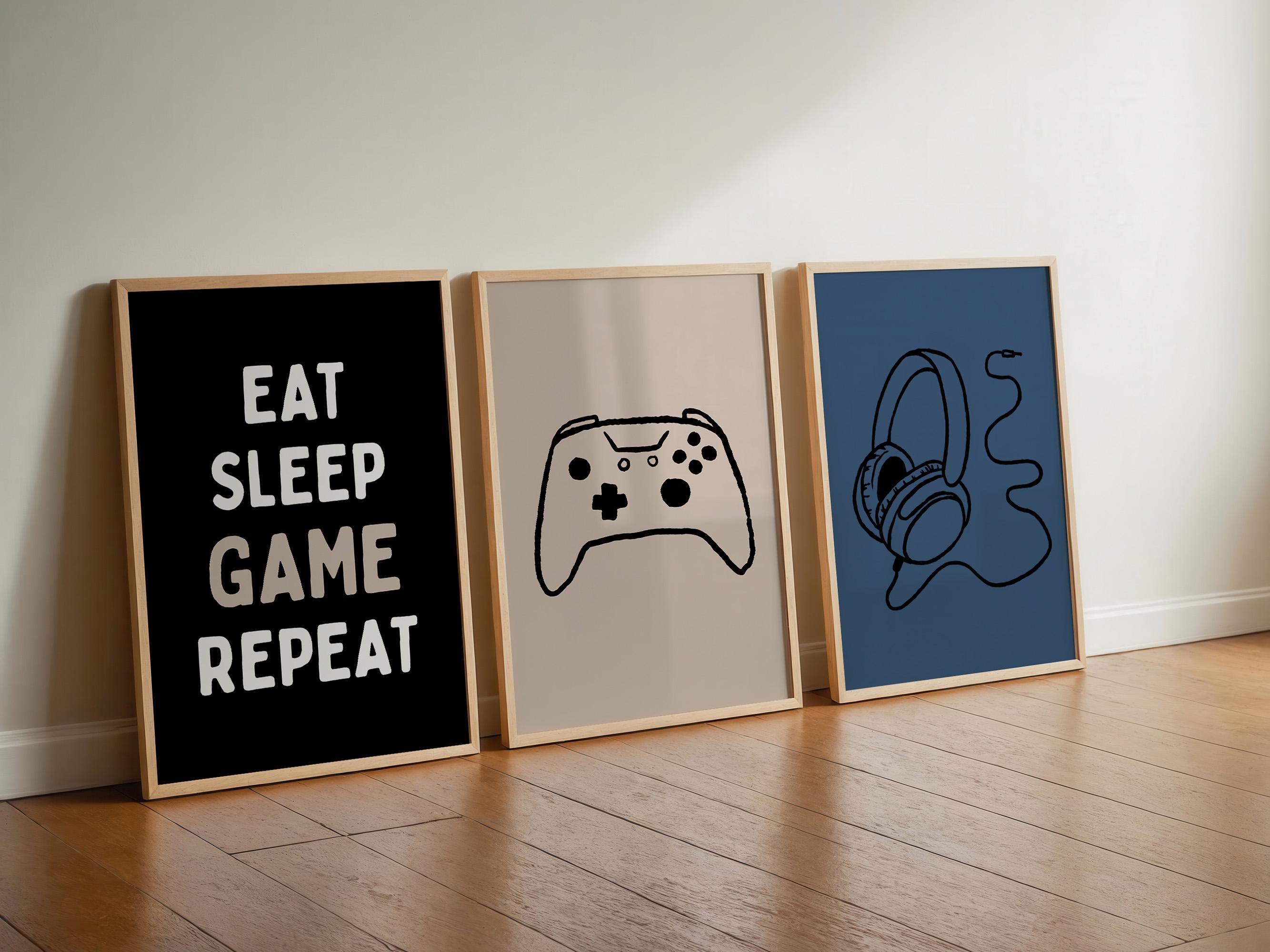 Set Of 3 Personalised Gaming Prints – Xbox Black Wall Art, Boys Bedroom Or Games Room Decor, Unframed Gloss Paper