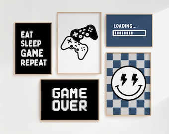 Gamer Drucke Set: Marine & Schwarze Videospiel Wand Kunst Poster (Digitaler Download)