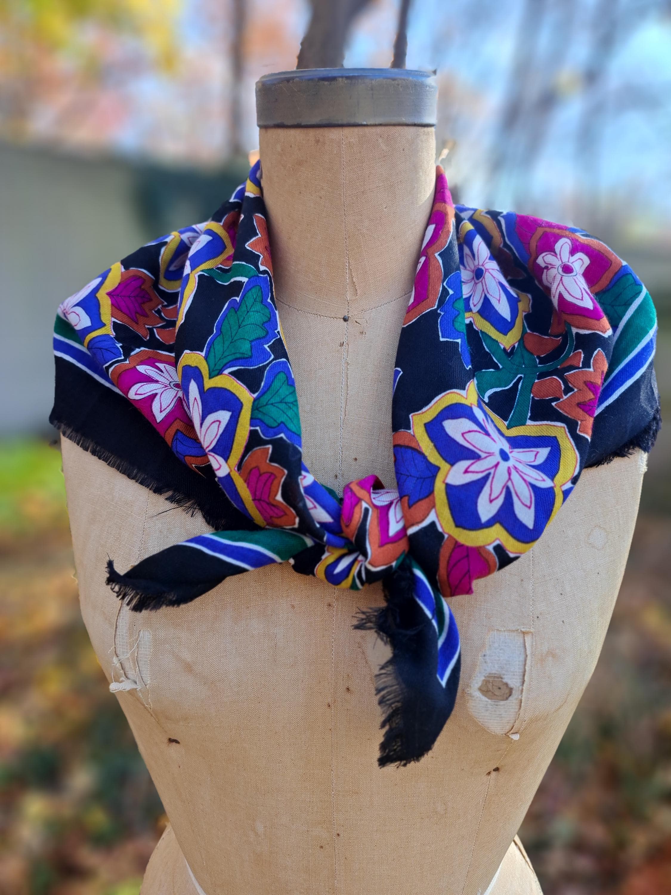 Vintage Morgan Taylor Wool Challis Scarf, 90s Abstract Floral - Etsy