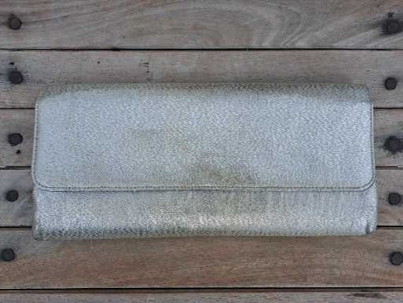 Vintage Silver Lame Clutch Sparkly Silver Fabric … - image 2