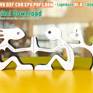 Hand in Hand sitzend, Mann, Frau und Hund Holzfigur für Laserschnitt, STL Datei für 3D Drucker, cnc Datei, Vektor Dateien; cdr ai pdf dxf svg eps