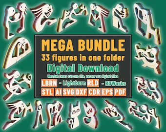 Pet Lovers, Valentine, Family and more figurines bundle, 33 Sculpture for Laser cut files CNC files  3D printer STL svg ai pdf dxf cdr eps