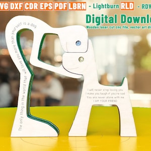 Mann und Hund, Hundeliebhaber, Holzfigur für Holz-Laserschnitt, STL-Datei für 3D Drucker, Cnc-Dateien, Vektor-Kunst-Dateien; cdr ai pdf dxf svg eps