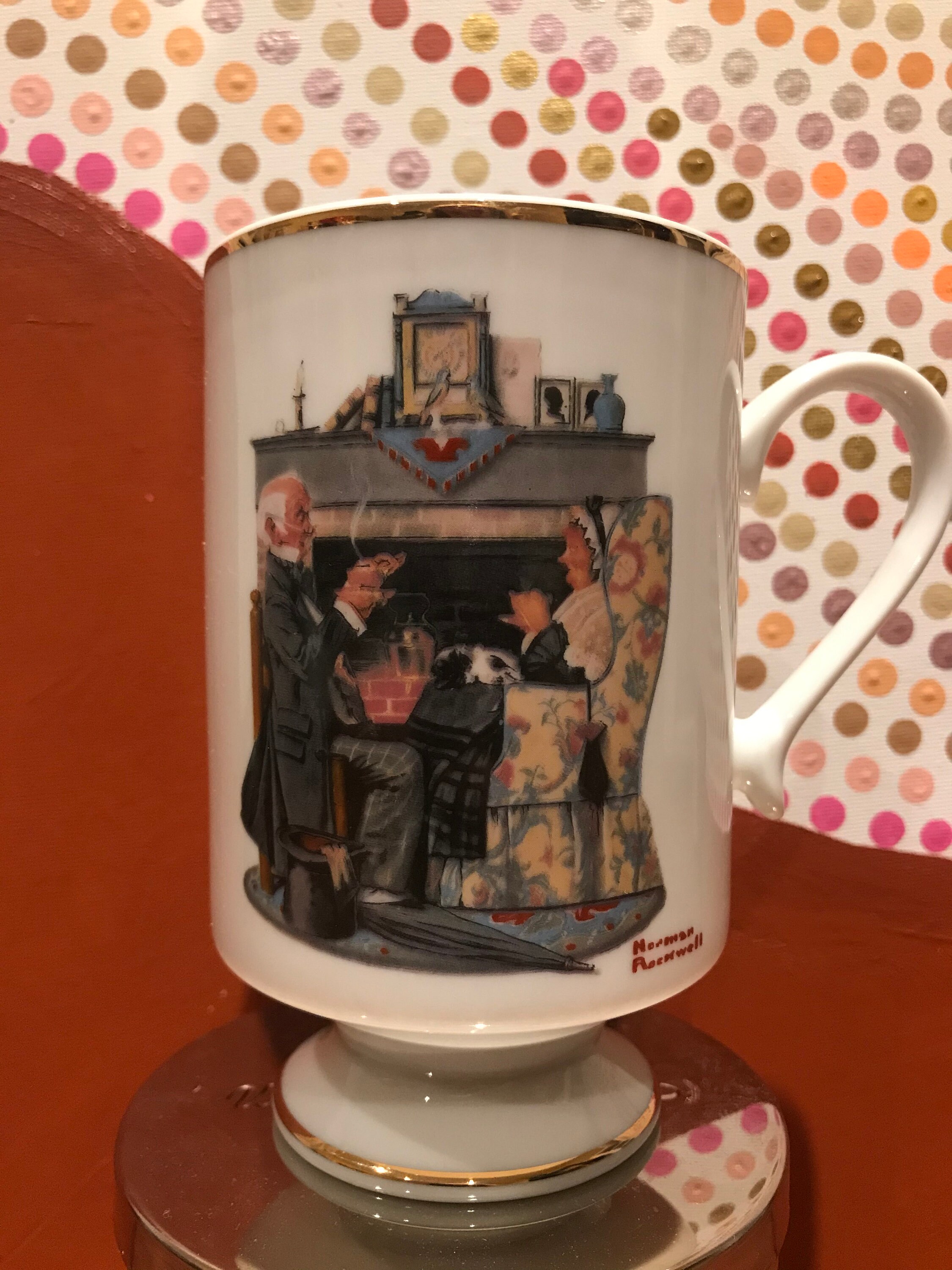 Vintage Norman Rockwell 'Tea For Two' Porcelain Mug Etsy