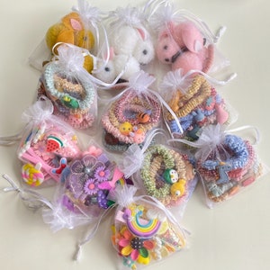 Christmas Gift Bags for Kids/Cartoon Hair Tie + Hair Clips/Xmas Gift for Girls/ stocking fillers for Xmas/stocking stuffers