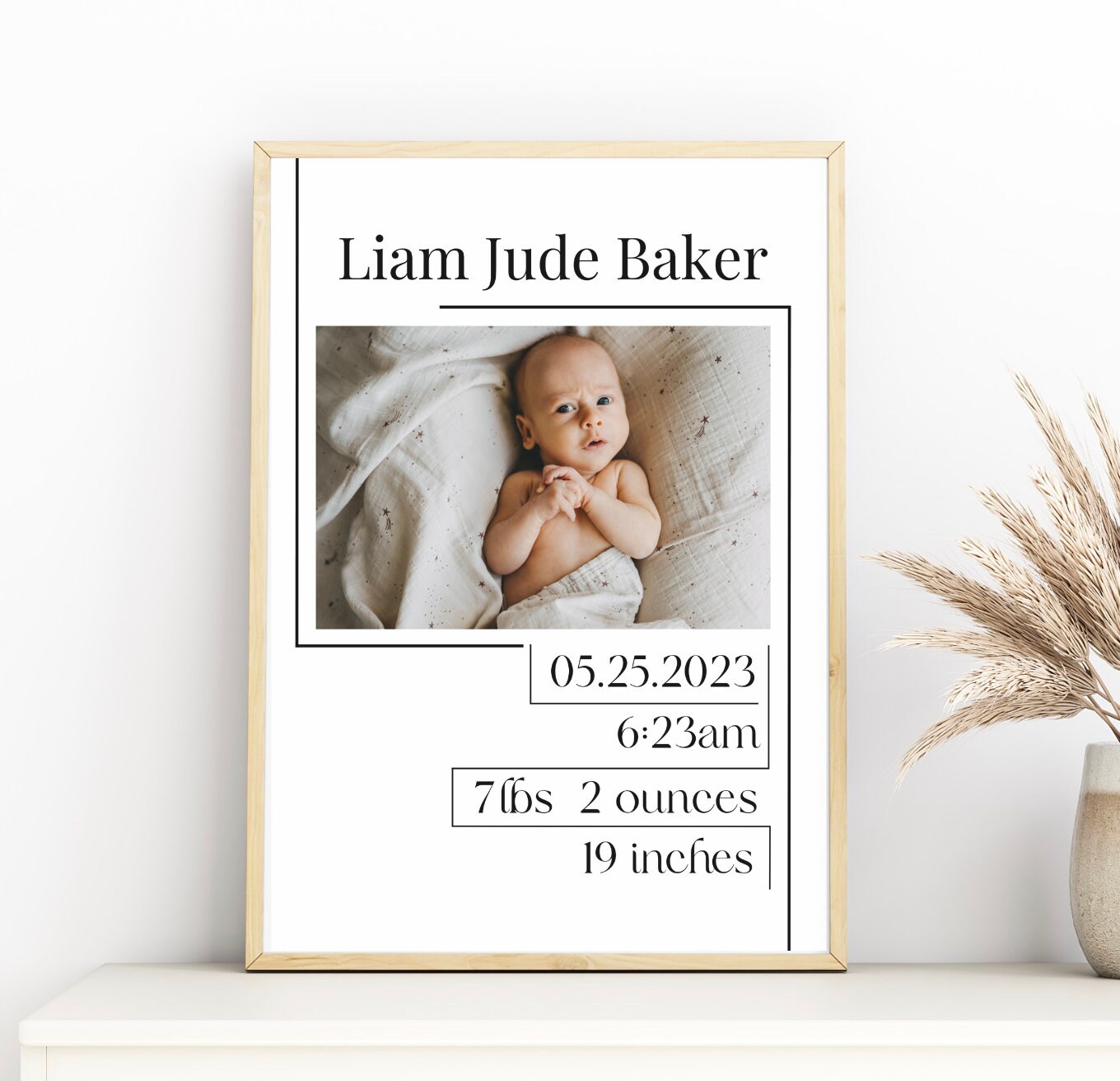 Newborn Baby Birth Stats Digital Download Template - Etsy