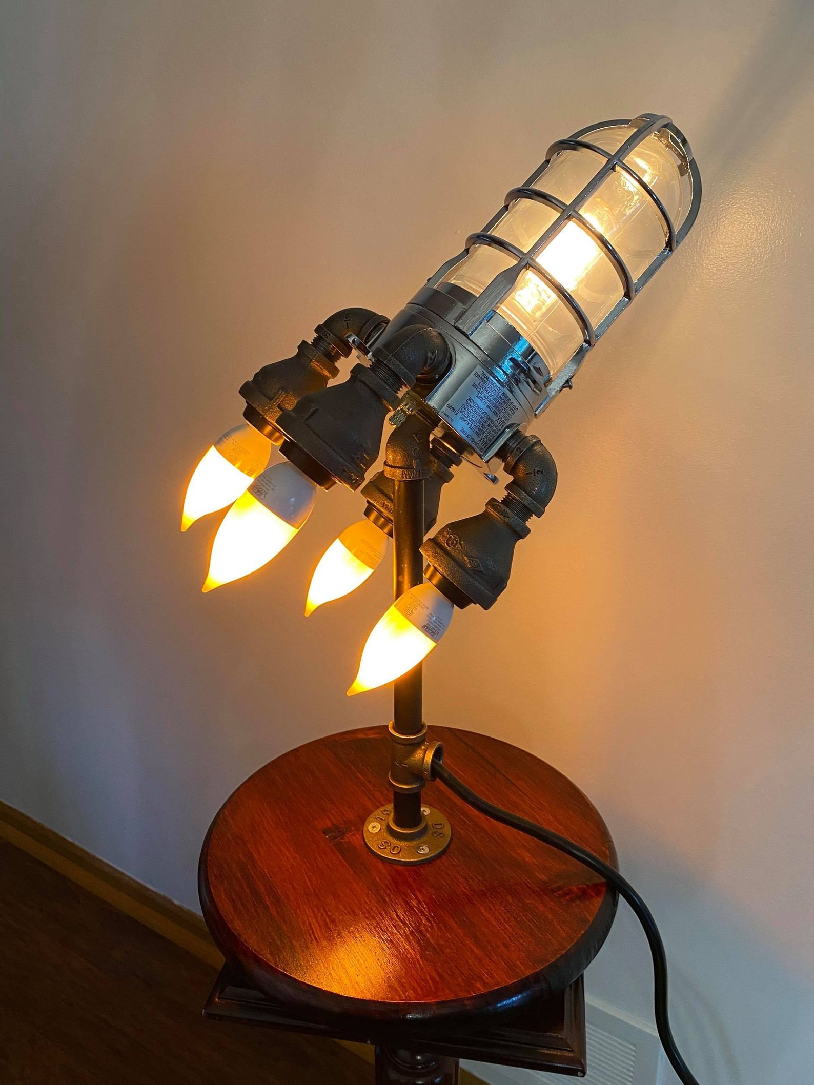 Retro Designer Steampunk Galactic Rocket Lamp With Pulsing LED Etsy