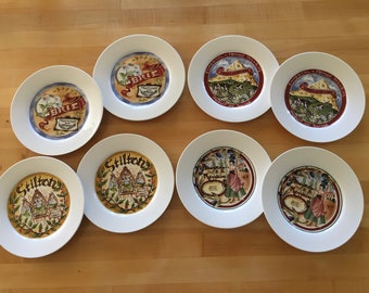 Set of 8 Vintage Restoration Hardware Cheese Themed Appetizer Plates