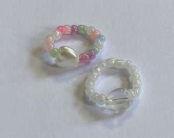 beaded heart rings  (two styles)