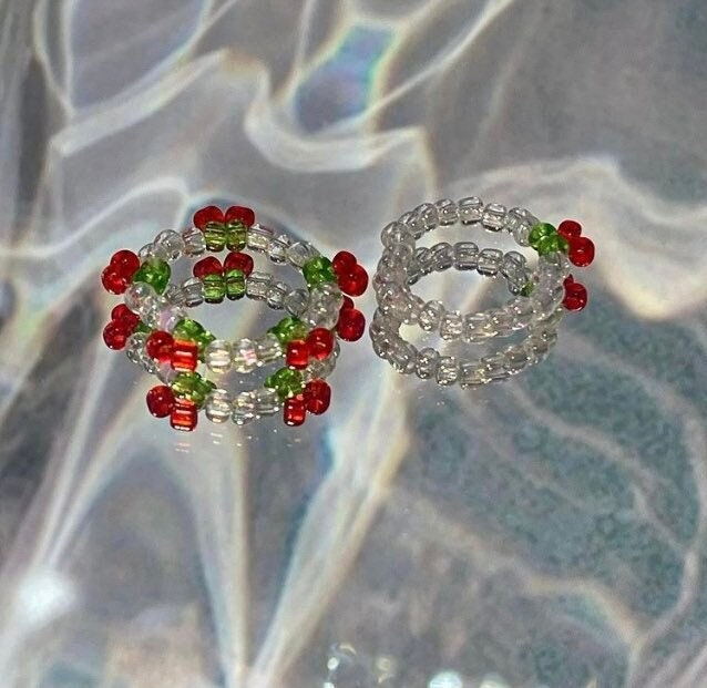 60 Pieces Flower Beads Rings Set Handmade Rice Bead Rings Colorful Beaded  Rings Boho Beach Preppy Jewelry Rings Summer Aesthetic String Rings for
