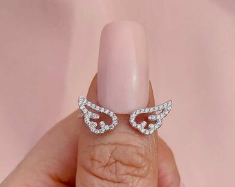 Zircon Angel Wing Ring, Angel Ring, Wing Ring, Adjustable Ring, Silver Wing Ring, Cool Ring, Gift For Her, Zircon Ring, Memorial Gift