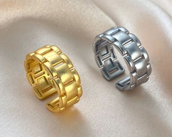 Gold Chain Ring, Watchband Ring, Silver Rings, Watch Ring, Adjustable Ring, Statement Ring, Trendy Ring, Gold Ring, Gift For Her, Rings