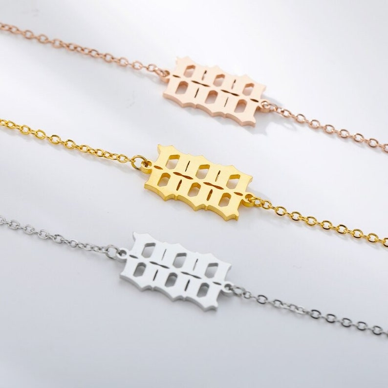 Angel Number Anklet 111 222 333 444 555 777 999 888 Stainless image 6
